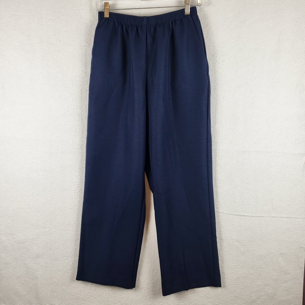 Alfred‎ Dunner Navy Blue Elastic Waist Pull On Pants Women's Size 12